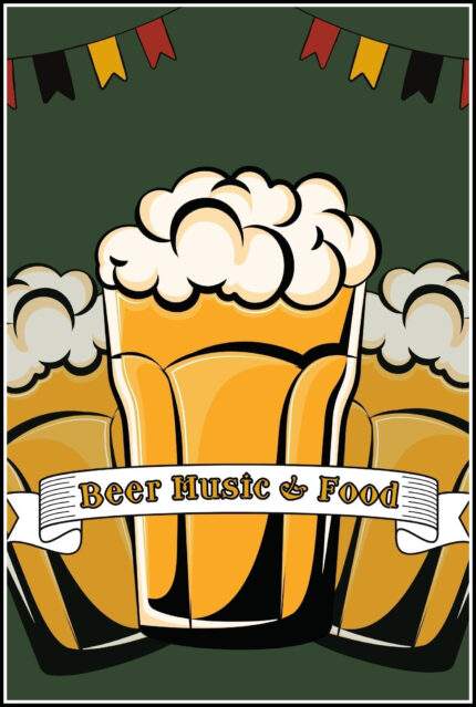 Beer Music & Food Wall Decor Printed Poster 12 X 18 Inchs